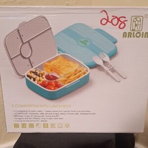 ArloiN Blue Lunch Box with Cutlery